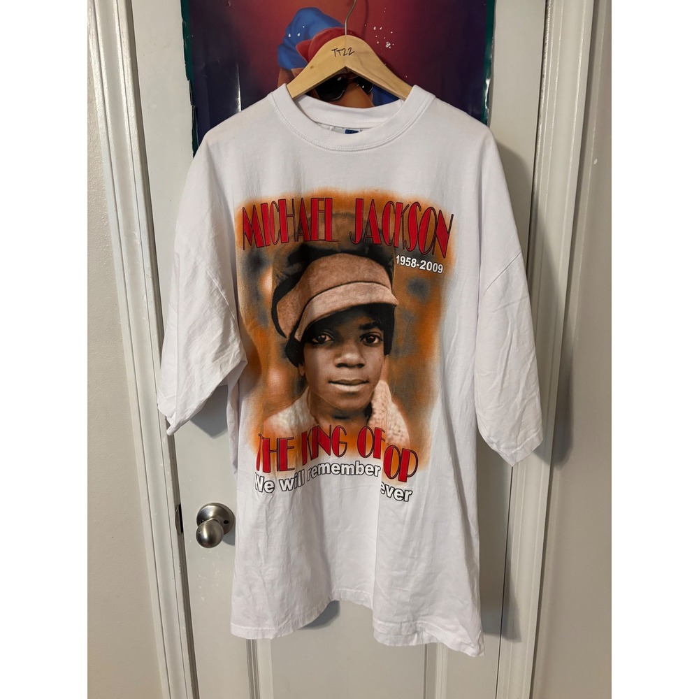 Phat Dog Michael Jackson King of Pop Memorial Graphic T-Shirt White 4XL Mens